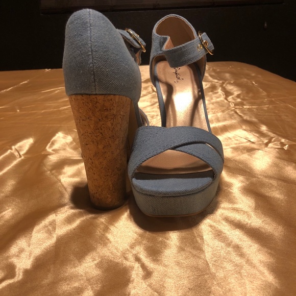 Brand new denim block heels size 10 - Picture 2 of 7